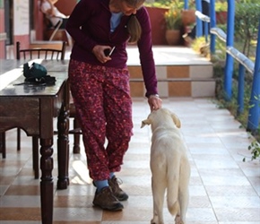 Sarah and dog at Sidi R'bat