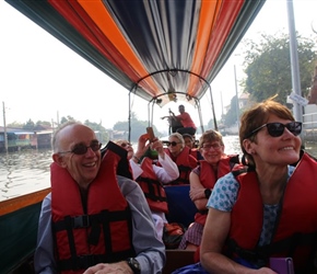 John and Margaret on canal on Longboat tour