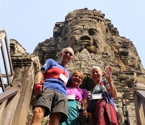 Lorna, Keith and Margaret Powell at Bayon Temple