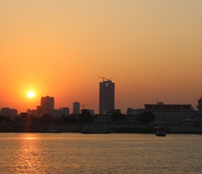 Sunset over Phnom Pehn from Mekong Cruise