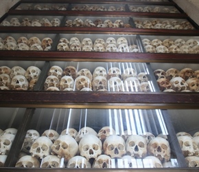 Central Skull memorial at Killing Fields south of Phnom Pehn