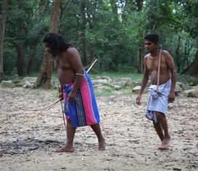 Hunting display at the Veddah village, a not particularly realistic attraction