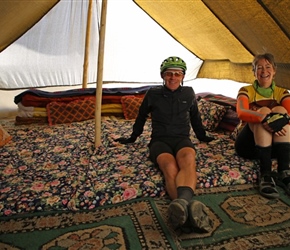 Paul and Sheila test out a comfy dhaba at Debring