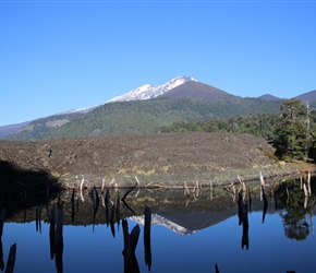 Volcan Llaima reflected in Lake