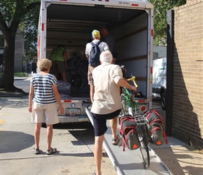 Loading the bikes into the U-Haul van in Washington 