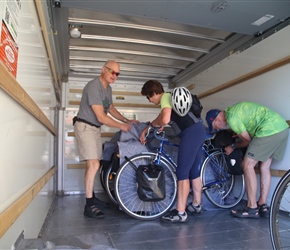 Packing the bikes into the U-Haul van in Washington, we used plenty of padding