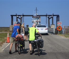 Barney and Phil push onto the Ocracoke to Hattaras ferry