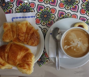 Coffee and sweet croissant