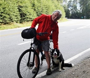 Neil and the dog that followed me 10 miles from the accommodation