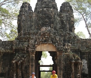 Martyn and Dianne exit entrance gate in Angkor Wat
