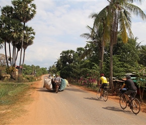 Overloaded motorbike near Banteay Samre