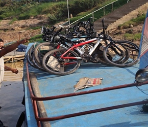Loading bikes on ferry
