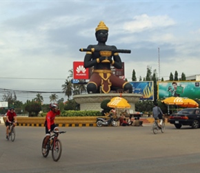 Huge Buddha statue Pursat, in the middle of the road