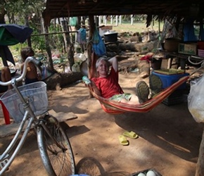 Neil in hammock on Highway 5 Cambodia