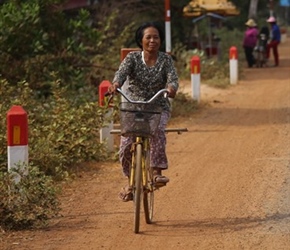 Cyclist near Kampong Chhnang Cambodia