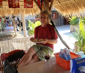 Neil with lunch at Takeo,  Cambodia