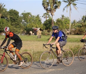 Channy, Chris and Valerie approach Kampot