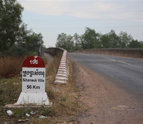Sihanoukville kilometre marker, Cambodia