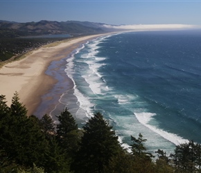 Manzanita Beach from the highway, and yes it was downhill to it