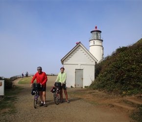 Malc and Carel at the Haceta Head Lighthouse