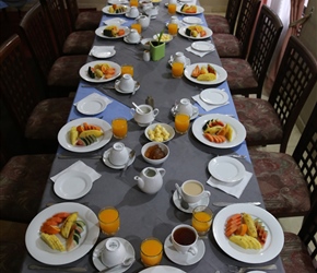 Breakfast at Kandy. Today it's mango, pineapple and banana, which is a change as it's usually banana, mango and pineapple