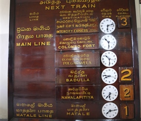 Train timetable at Kandy