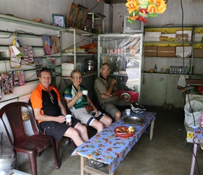 We found a tea stop in a small village. Here with Chris, Jack and Christine