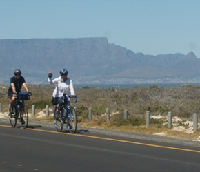 Sherry and Steve near Blouberg with Table Mountain behind