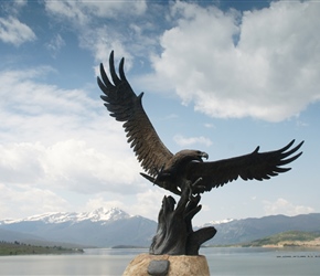 Eagle sculpure overlooks Dillon reservoir