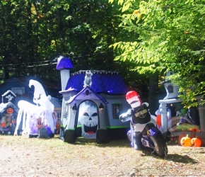 Lots of inflatables to celebrate Halloween on the Passaconaway Road