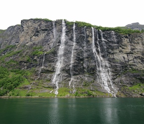 Seven Sisters waterfall in Geirangfjorden from the ferry