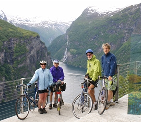 Linda, Colin, Edwin and Neil from the Eagle Road Viewpoint overlooking Geirangerfjorden 