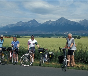 Margaret, Tracey, Robin and Daffyd in front of the High Tatras Mountains