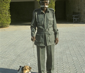 India has all sorts of Kings and Queens. The Queen lived at Sardar Samand and this was her dog and walker