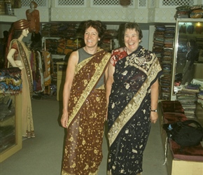 In the evening we were taken to a local shop giving Yvonne and Mary a chance to try on the saris. Of course purchase wasn't obligatory, more recommended