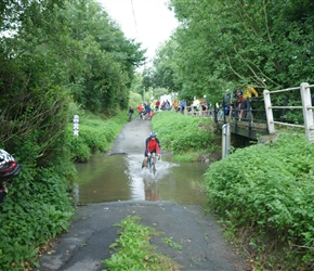 Dave crossing the ford at Kempton