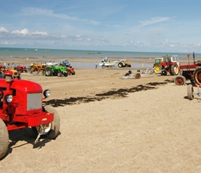 Tractors on beach, used to pull the boats in and out of the surf