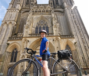 James in front of Coutances Cathedral