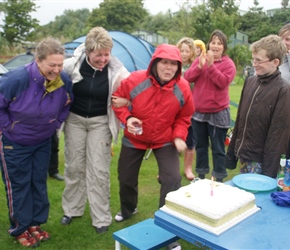 Anne, Elaine, Janice and cake at Seaward