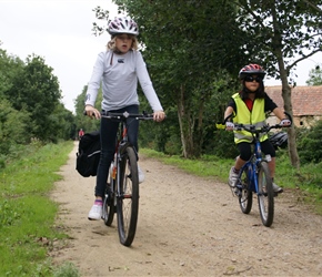Caitlin and Ruby on Cycleway from Bricquebec