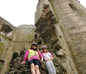Kate and Alice at Nunney Castle