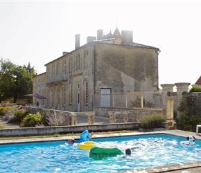 With three pools at the chateau, the teenagers and children took the larger one, filled with inflatables it was rarely free