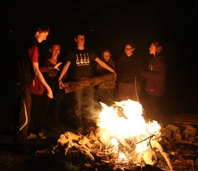 Late night campfire at the scout hut