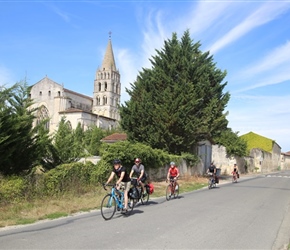 Jane and Jon Stevens pass Abbaye Saint Etienne de Bassac