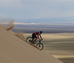 Tool takes the fast way down the dune, Mongolia 2019