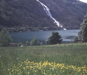 Langefossen Waterfall. The waterfalls in Norway are huge