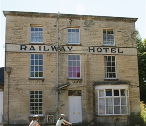 Kate and Louise past the Railway Hotel