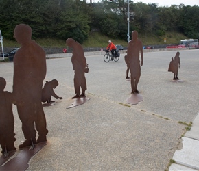 There is a wide cyclepath through Conwyn Bay, part of a long long section. Artwork is present as Simon passes by