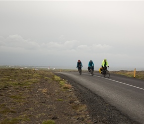It was windy, very windy, check out the lean on these cyclists as we battled a cross wind through Kalfatjorn