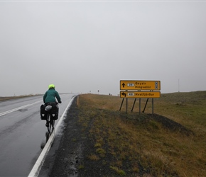 It was quite a long climb out of Reykjavic, then along a misty plateau. Right at the top we headed left for Hvalfjordur
